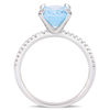 Thumbnail Image 3 of Oval Sky Blue Topaz and 0.10 CT. T.W. Diamond Engagement Ring in 10K White Gold