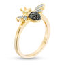 Thumbnail Image 1 of 0.085 CT. T.W. Enhanced Black and White Diamond Bumble Bee Ring in Sterling Silver and 14K Gold Plate