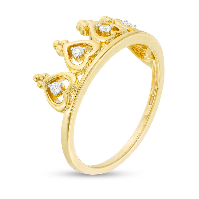 0.065 CT. T.W. Diamond Multi-Hearts Crown Ring in Sterling Silver and 14K Gold Plate|Peoples Jewellers