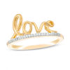 Thumbnail Image 0 of 0.065 CT. T.W. Diamond "love" Ring in Sterling Silver and 14K Gold Plate