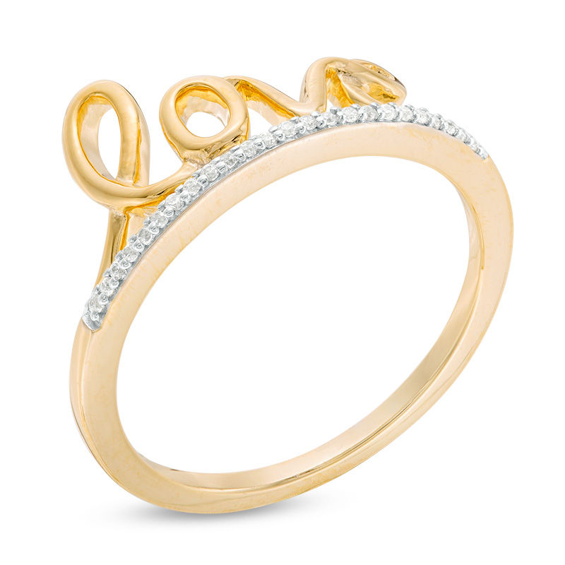 0.065 CT. T.W. Diamond "love" Ring in Sterling Silver and 14K Gold Plate|Peoples Jewellers