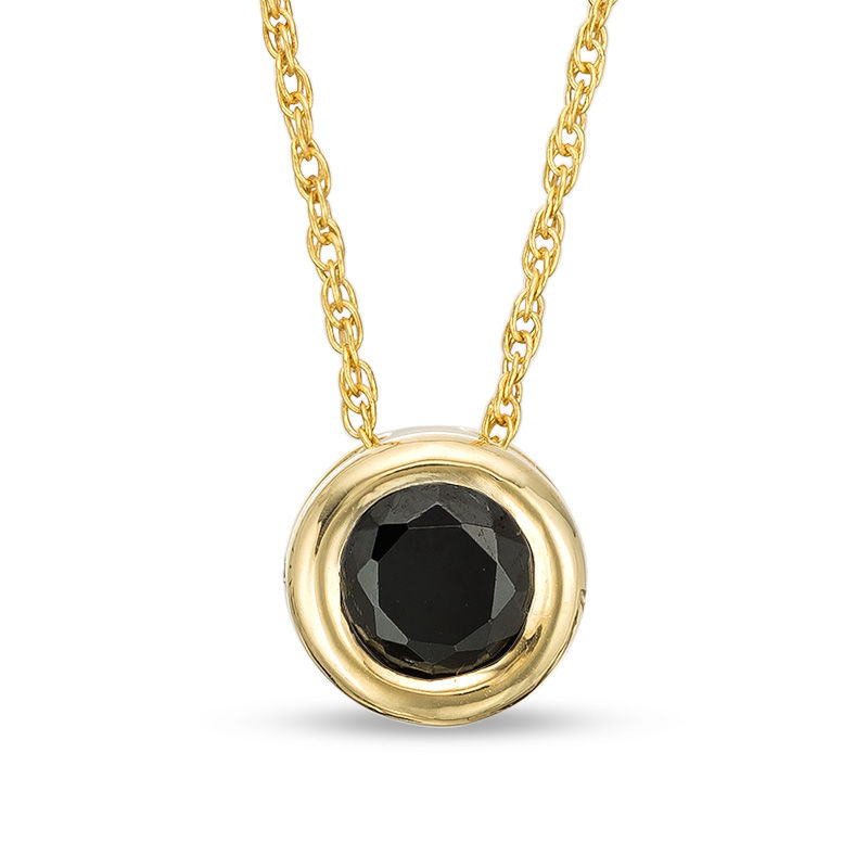 0.45 CT. Black Diamond Solitaire Bezel-Set Pendant in 10K Gold