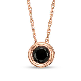 0.45 CT. Black Diamond Solitaire Bezel-Set Pendant in 10K Rose Gold