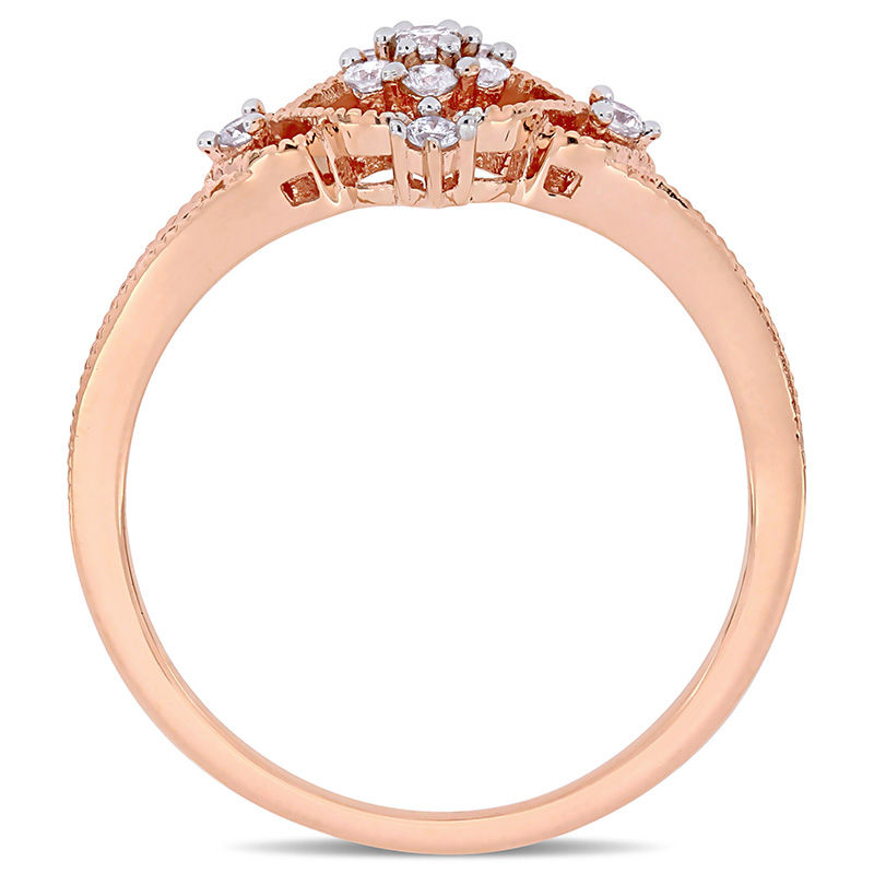 0.17 CT. T.W. Composite Diamond Heart-Sides Vintage-Style Promise Ring in 10K Rose Gold|Peoples Jewellers