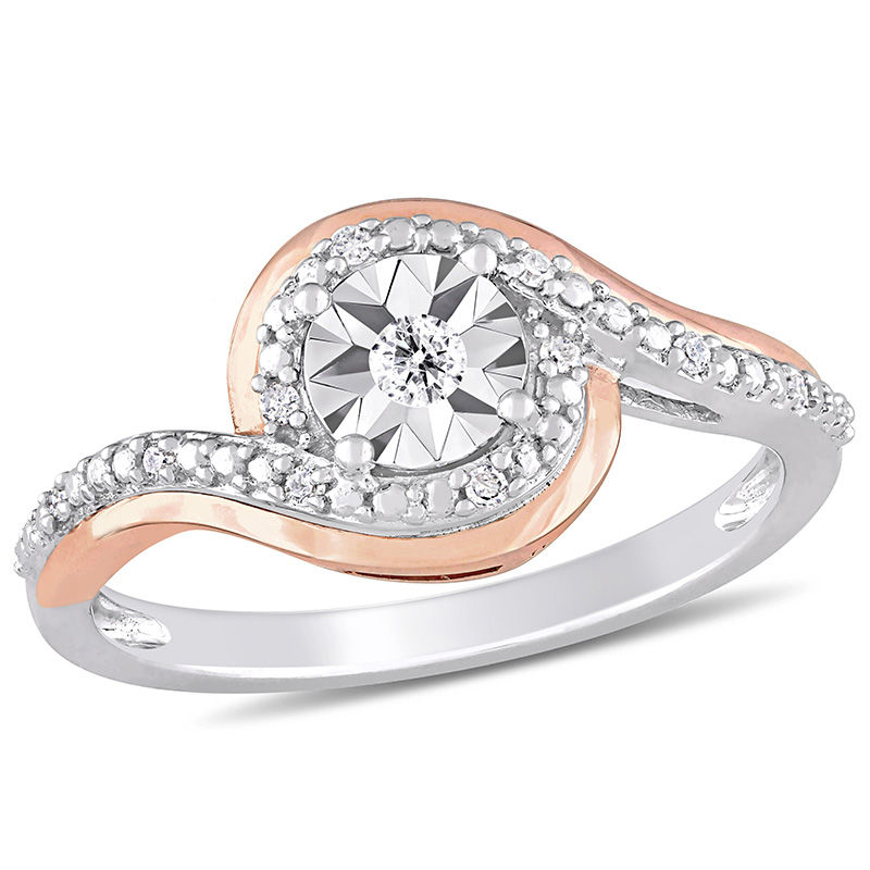 0.10 CT. T.W. Diamond Bypass Promise Ring in 10K Two-Tone Gold|Peoples Jewellers