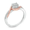 Thumbnail Image 1 of 0.085 CT. T.W. Diamond Frame Swirl Bypass Promise Ring in Sterling Silver and 10K Rose Gold