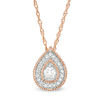 0.115 CT. T.W. Diamond Teardrop Frame Vintage-Style Pendant in 10K Rose Gold