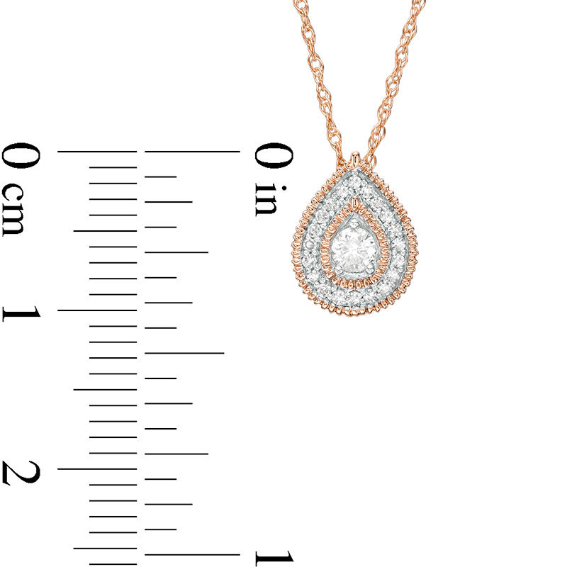 0.115 CT. T.W. Diamond Teardrop Frame Vintage-Style Pendant in 10K Rose Gold|Peoples Jewellers