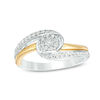 Thumbnail Image 0 of 0.23 CT. T.W. Diamond Frame Bypass Promise Ring in Sterling Silver and 10K Gold