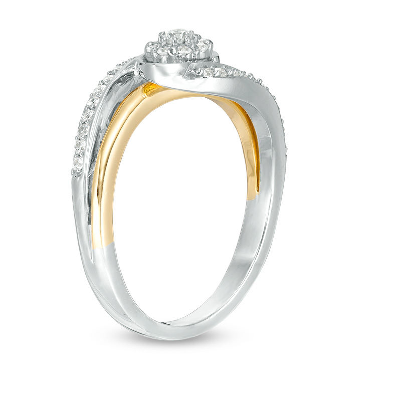 0.23 CT. T.W. Diamond Frame Bypass Promise Ring in Sterling Silver and 10K Gold|Peoples Jewellers