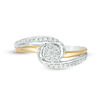 Thumbnail Image 2 of 0.23 CT. T.W. Diamond Frame Bypass Promise Ring in Sterling Silver and 10K Gold