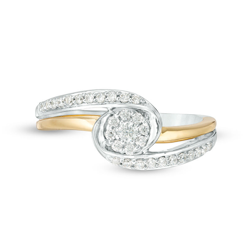0.23 CT. T.W. Diamond Frame Bypass Promise Ring in Sterling Silver and 10K Gold|Peoples Jewellers