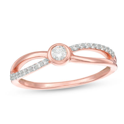 0.18 CT. T.W. Diamond Split Shank Promise Ring in 10K Rose Gold