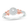 0.145 CT. T.W. Diamond Double Frame with X Sides Promise Ring in Sterling Silver and 10K Rose Gold