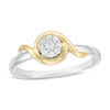 0.087 CT. T.W. Composite Diamond Bypass Promise Ring in Sterling Silver and 10K Gold