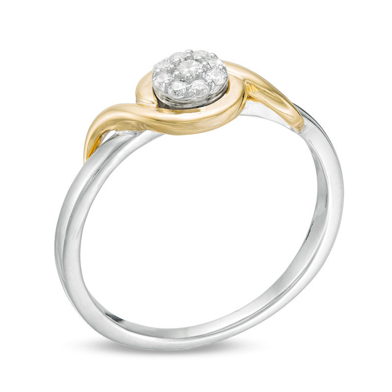 0.087 CT. T.W. Composite Diamond Bypass Promise Ring in Sterling Silver and 10K Gold|Peoples Jewellers