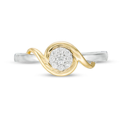 0.087 CT. T.W. Composite Diamond Bypass Promise Ring in Sterling Silver and 10K Gold