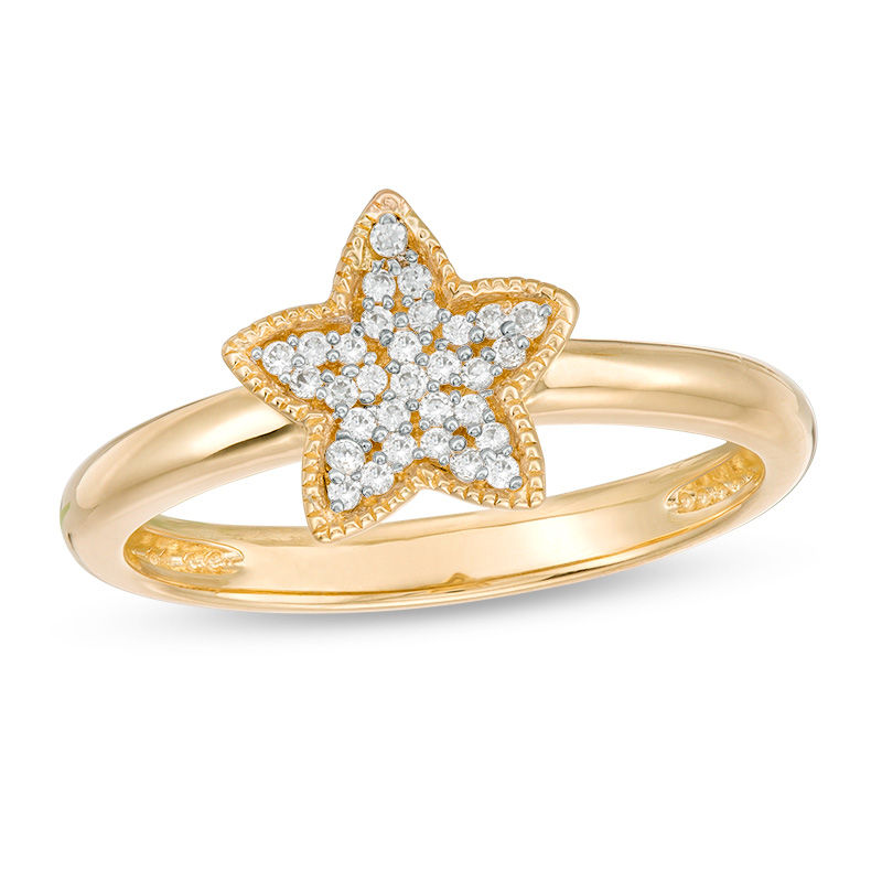0.10 CT. T.W. Diamond Vintage-Style Star Ring in 10K Gold