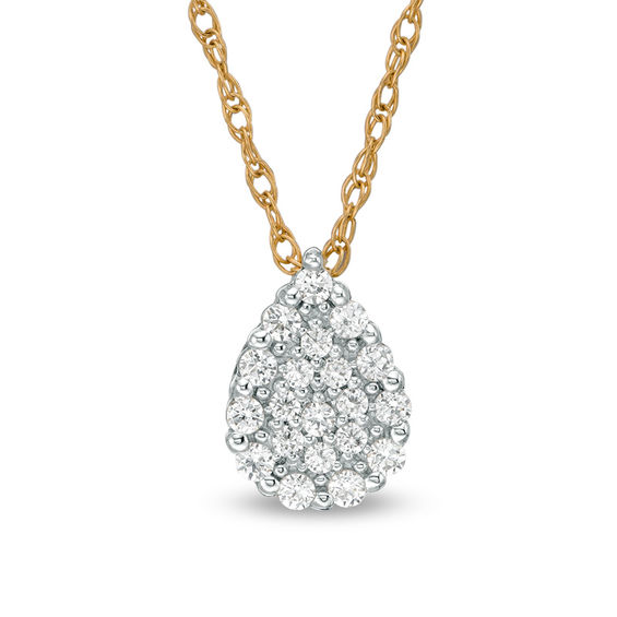 0.10 CT. T.W. Pear-Shaped Multi-Diamond Teardrop Pendant in 10K Gold