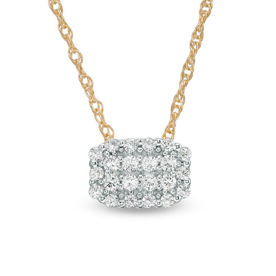 0.10 CT. T.W. Composite Diamond Cushion Pendant in 10K Gold