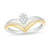 0.25 CT. T.W. Composite Diamond Pear-Shaped Chevron Ring in 10K Two-Tone Gold