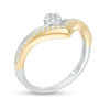 0.25 CT. T.W. Composite Diamond Pear-Shaped Chevron Ring in 10K Two-Tone Gold