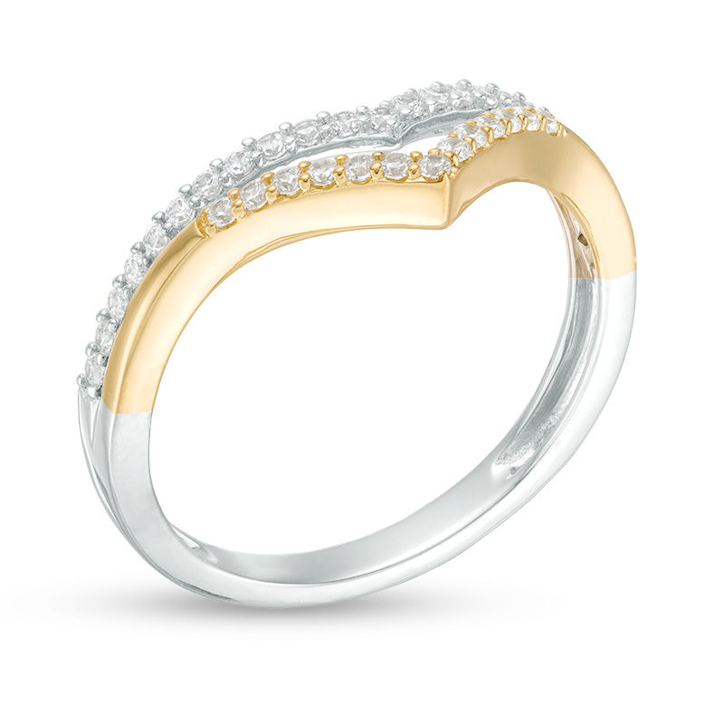 0.25 CT. T.W. Diamond Double Chevron Band in 10K Two-Tone Gold|Peoples Jewellers