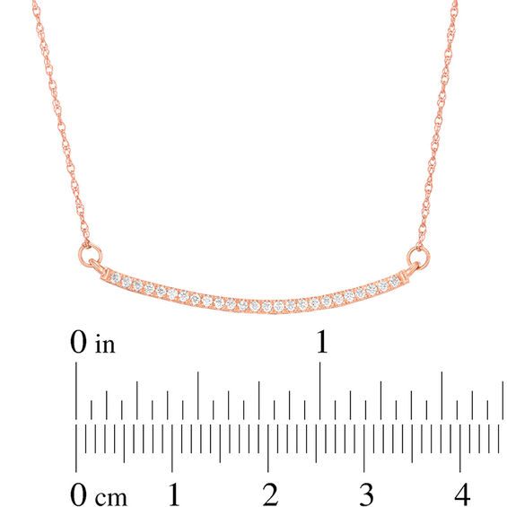 0.12 CT. T.W. Diamond Curved Bar Necklace in 10K Rose Gold