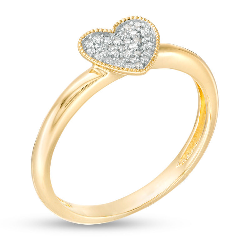 0.10 CT. T.W. Diamond Vintage-Style Heart Ring in 10K Gold|Peoples Jewellers