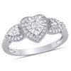 Thumbnail Image 1 of 0.33 CT. T.W. Diamond Three Stone Heart Frame Petal-Sides Vintage-Style Engagement Ring in Sterling Silver