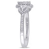 0.33 CT. T.W. Diamond Three Stone Heart Frame Petal-Sides Vintage-Style Engagement Ring in Sterling Silver