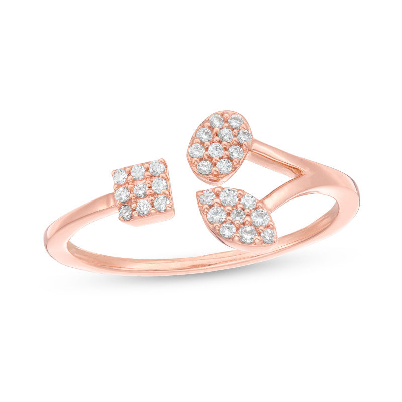 0.12 CT. T.W. Diamond Geometric Shapes Open Ring in 10K Rose Gold|Peoples Jewellers