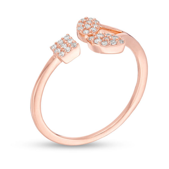 0.12 CT. T.W. Diamond Geometric Shapes Open Ring in 10K Rose Gold