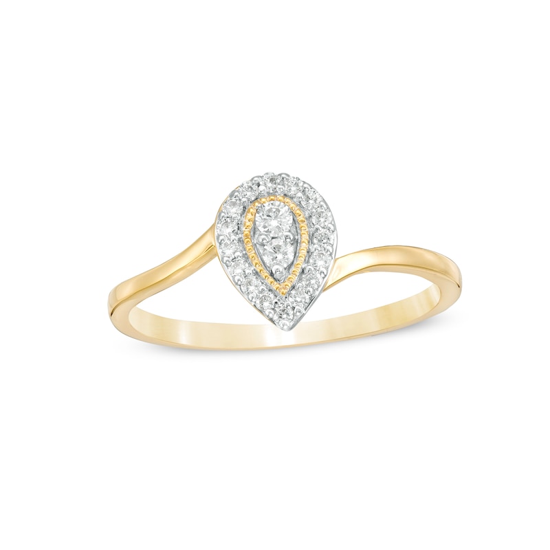 0.145 CT. T.W. Diamond Teardrop Frame Promise Ring in 10K Gold|Peoples Jewellers