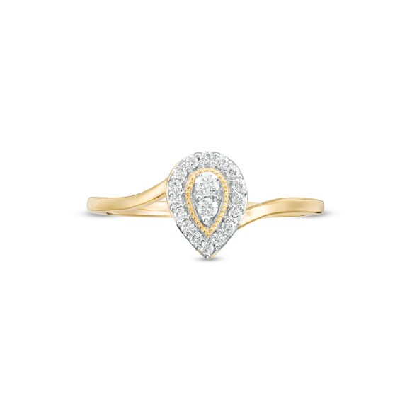 0.145 CT. T.W. Diamond Teardrop Frame Promise Ring in 10K Gold