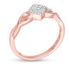 Thumbnail Image 1 of 0.086 CT. T.W. Composite Diamond Tilted Square Frame Twist Shank Promise Ring in 10K Rose Gold