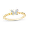 Thumbnail Image 0 of Diamond Accent Butterfly Beaded Shank Ring in 10K Gold