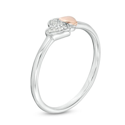 Diamond Accent Double Heart Ring in Sterling Silver and 10K Rose Gold