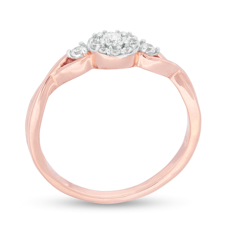 0.145 CT. T.W. Diamond Frame Twist Shank Promise Ring in 10K Rose Gold|Peoples Jewellers