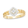 Thumbnail Image 0 of 0.145 CT. T.W. Quad Diamond Tilted Square Frame Link Shank Promise Ring in 10K Gold