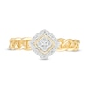 Thumbnail Image 2 of 0.145 CT. T.W. Quad Diamond Tilted Square Frame Link Shank Promise Ring in 10K Gold