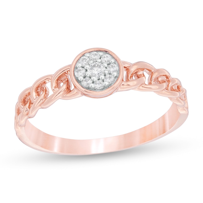 0.086 CT. T.W. Composite Diamond Link Shank Promise Ring in 10K Rose Gold|Peoples Jewellers