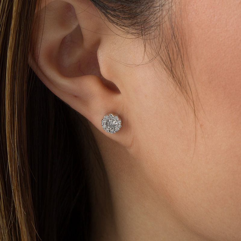 0.50 CT. T.W. Diamond Frame Stud Earrings in 10K White Gold|Peoples Jewellers
