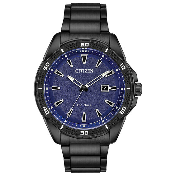 Citizen men's blue accented dial black ip bracelet watch new arrivals