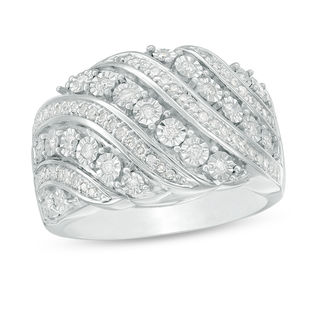 0.50 CT. T.W. Diamond Multi-Row Wave Ring in Sterling Silver