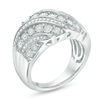Thumbnail Image 2 of 0.50 CT. T.W. Diamond Multi-Row Wave Ring in Sterling Silver