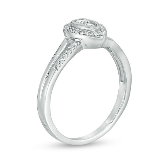 0.18 CT. T.W. Diamond Teardrop Frame Promise Ring in Sterling Silver