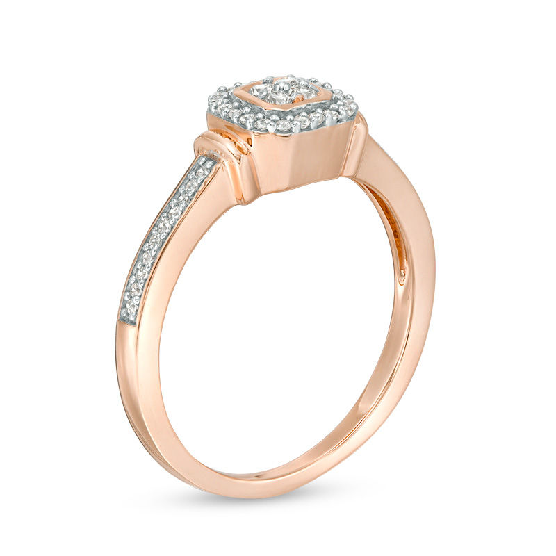 0.18 CT. T.W. Quad Diamond Octagon Frame Promise Ring in 10K Rose Gold|Peoples Jewellers