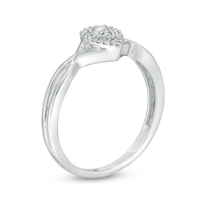 0.085 CT. T.W. Composite Diamond Teardrop Promise Ring in Sterling Silver