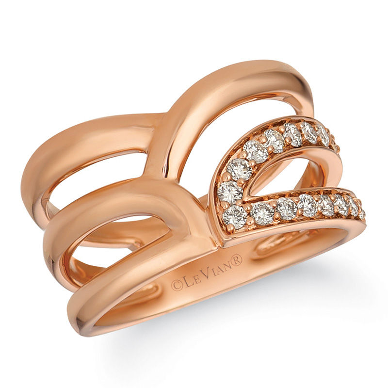 Le Vian® Crème Brûlée Diamonds™ 0.30 CT. T.W. Diamond Layered Ribbon Ring in 14K Strawberry Gold™|Peoples Jewellers